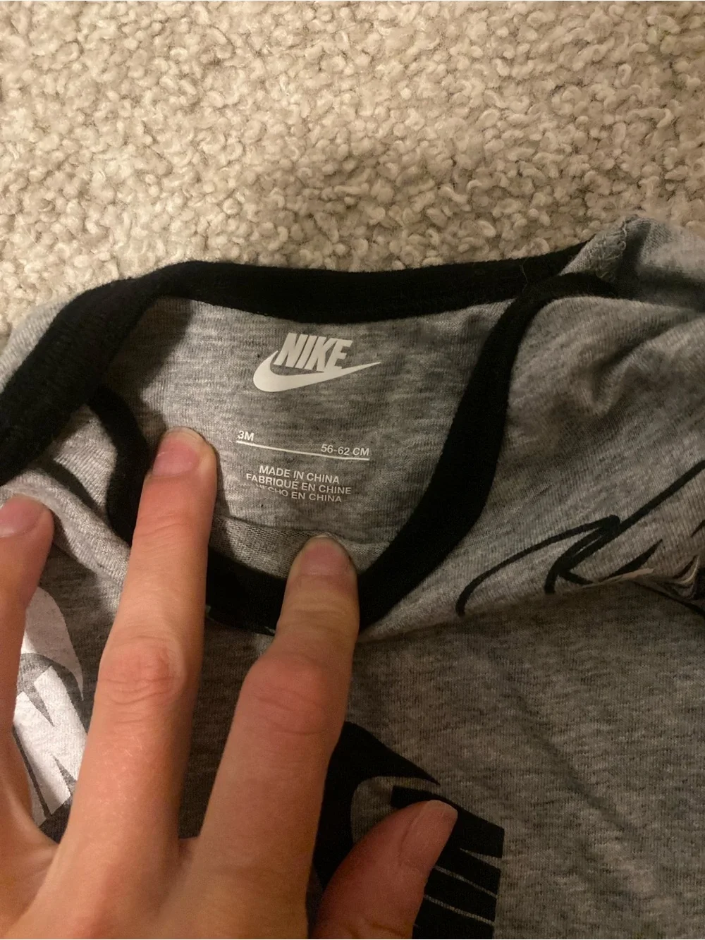 Nike Grey & Black Logo Baby One-Piece Set with Pants and Hat - Picture 2 of 2